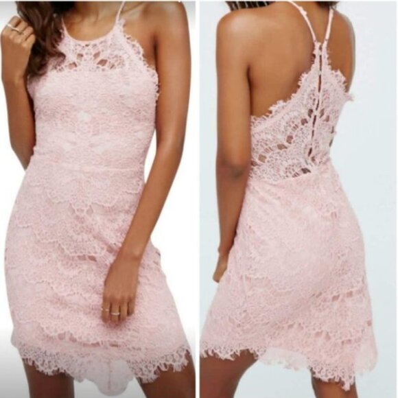 Free People She's Got It Lace Button Back Mini Dress Rose Pink Size Small NWT - Picture 1 of 8